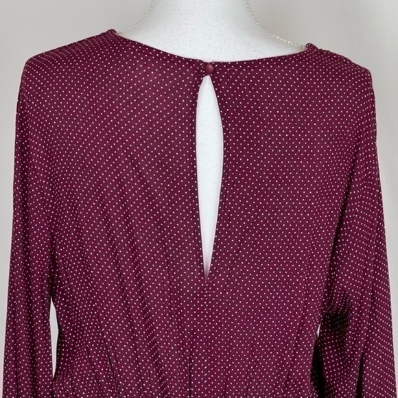 Anthropologie Le Lis Burgundy & White Polka Dot Ballet Core Dress NWOT - Picture 7 of 12